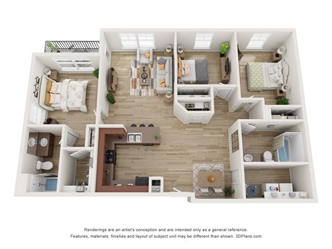3 Bedroom Floor Plan at Florentine Villas, Midvale, UT